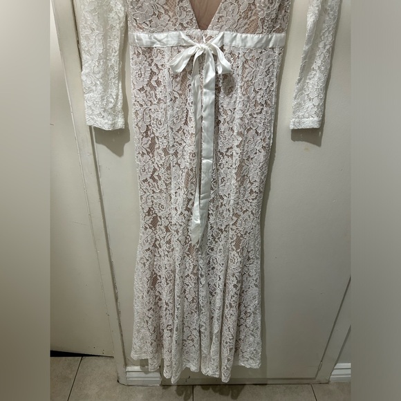 NWT RIHOAS The White Lace Long Sleeve Backless Maxi Dress Sz S - Picture 13 of 16